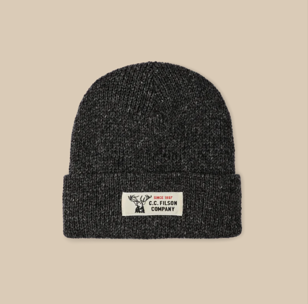 Lined Ragg Wool Beanie- Charcoal Black